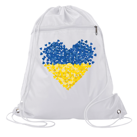 Ukraine Flag Heart Drawstring Backpack – Support Ukraine Gift Bag, Freedom & Peace Cinch Pack