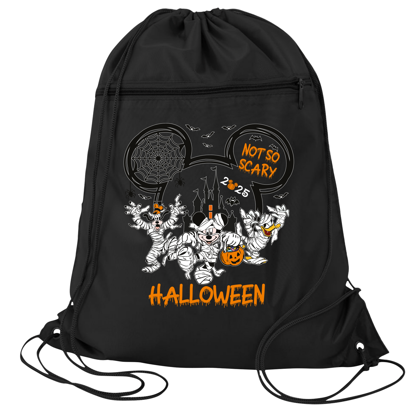 Not So Scary Disney Halloween Drawstring Bag – Mickey & Minnie Trick or Treat Cinch Backpack