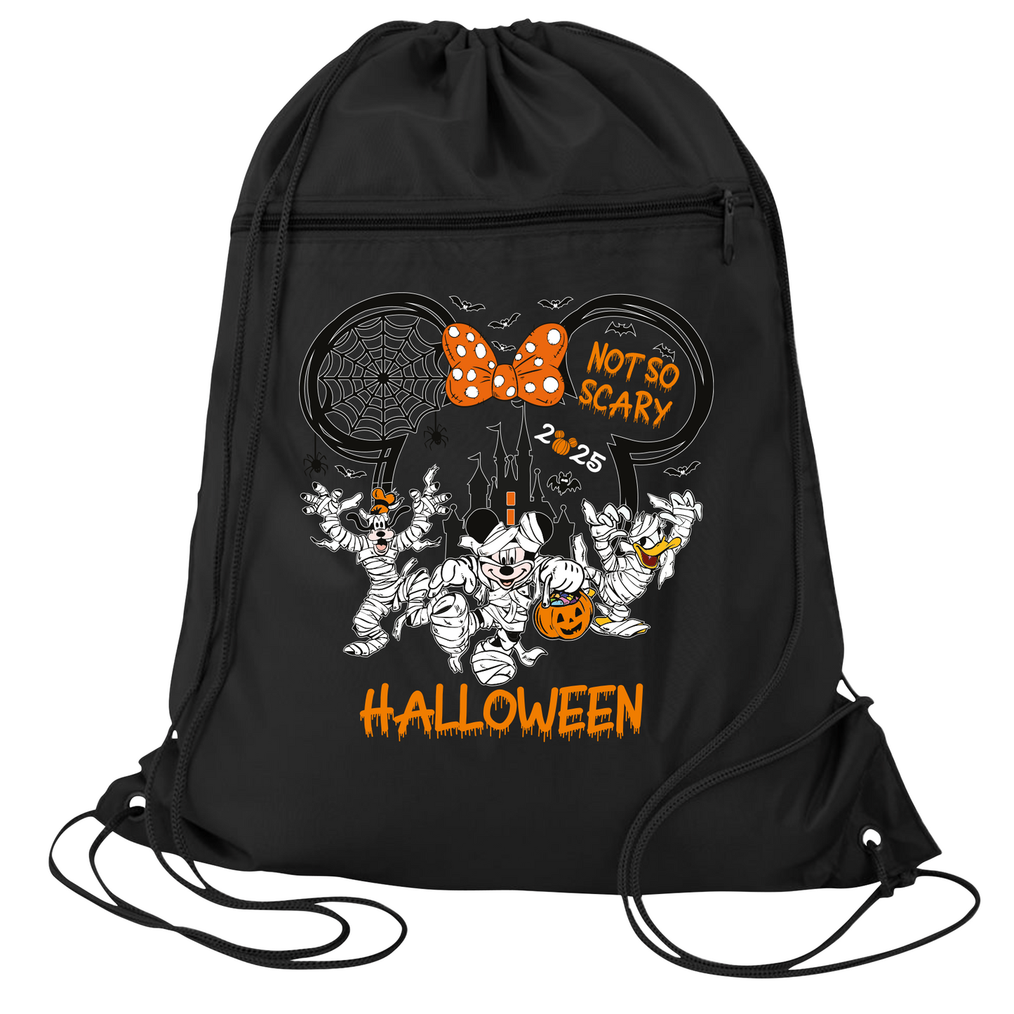 Not So Scary Disney Halloween Drawstring Bag – Mickey & Minnie Trick or Treat Cinch Backpack