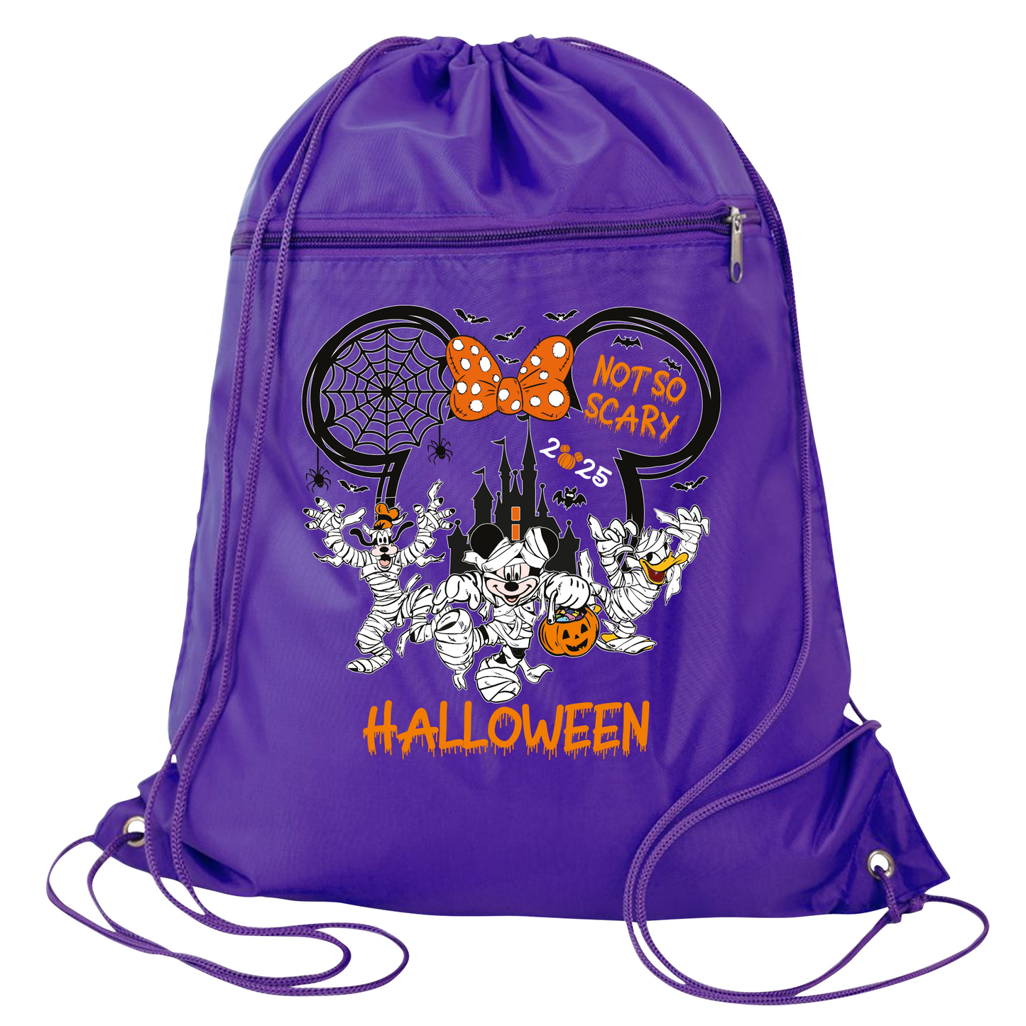 Not So Scary Disney Halloween Drawstring Bag – Mickey & Minnie Trick or Treat Cinch Backpack