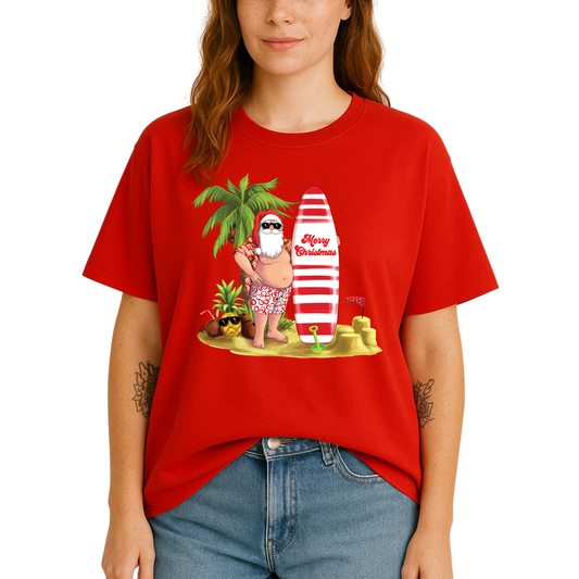 Beach Party Christmas Shirt – Santa Surfing Holiday Tee
