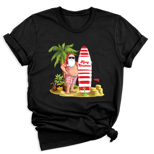Beach Party Christmas Shirt – Santa Surfing Holiday Tee