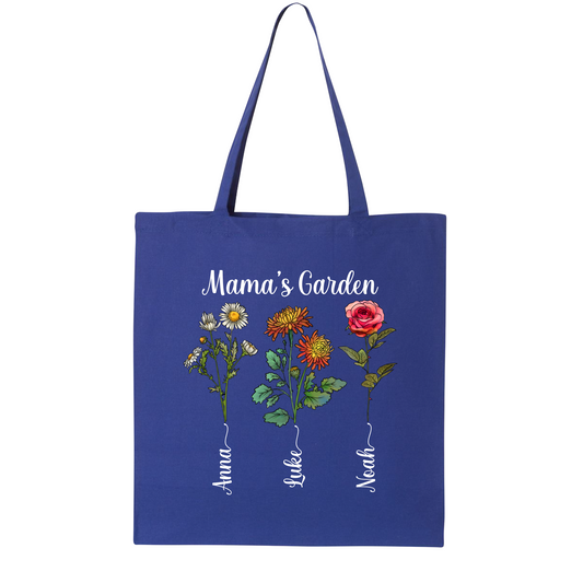 Personalized Mama & Grandma Tote Bag with Kids Names – Birth Month Flower Mother’s Day Canvas Bag, Nana’s Garden Tote