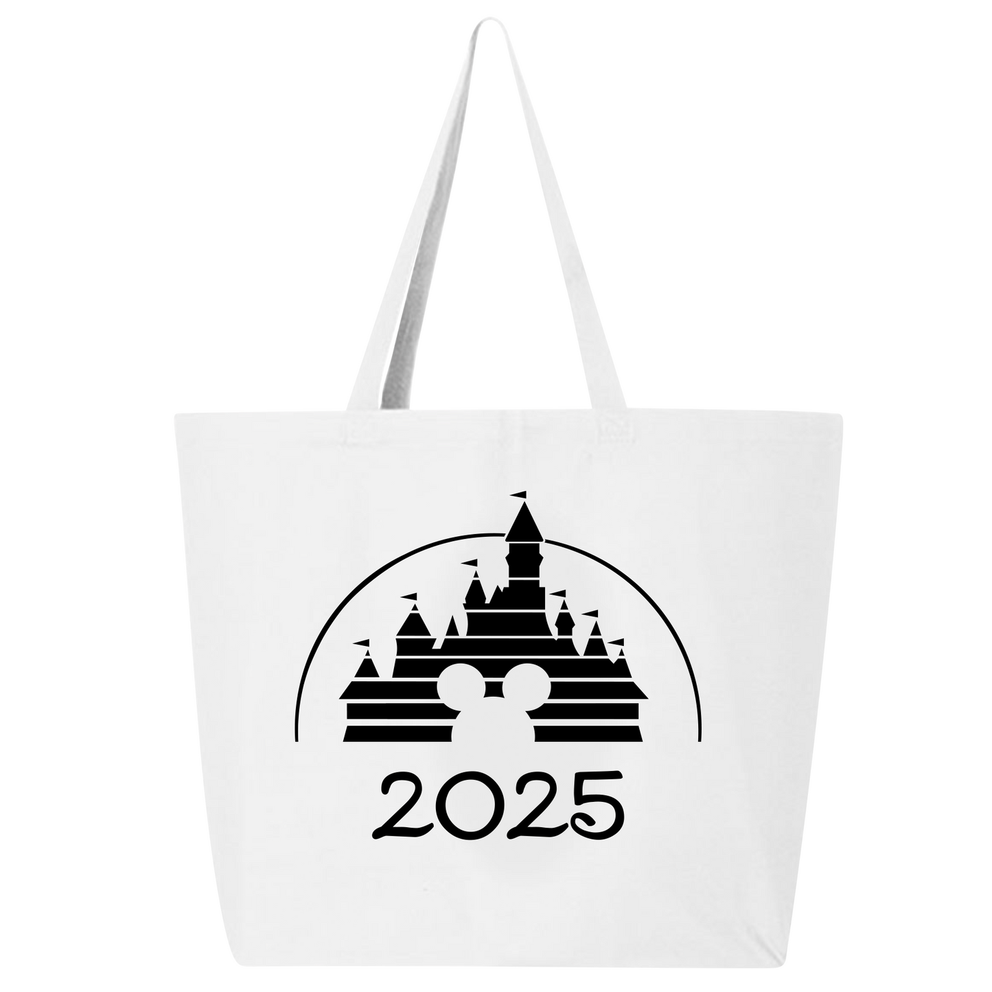Disney 2025 Zippered Tote Bag – Disney Castle Canvas Bag for Women, Aesthetic Market & Travel Tote