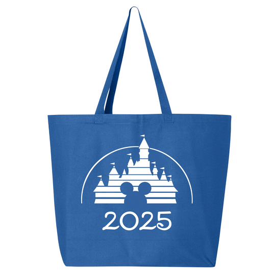 Disney 2025 Zippered Tote Bag – Disney Castle Canvas Bag for Women, Aesthetic Market & Travel Tote