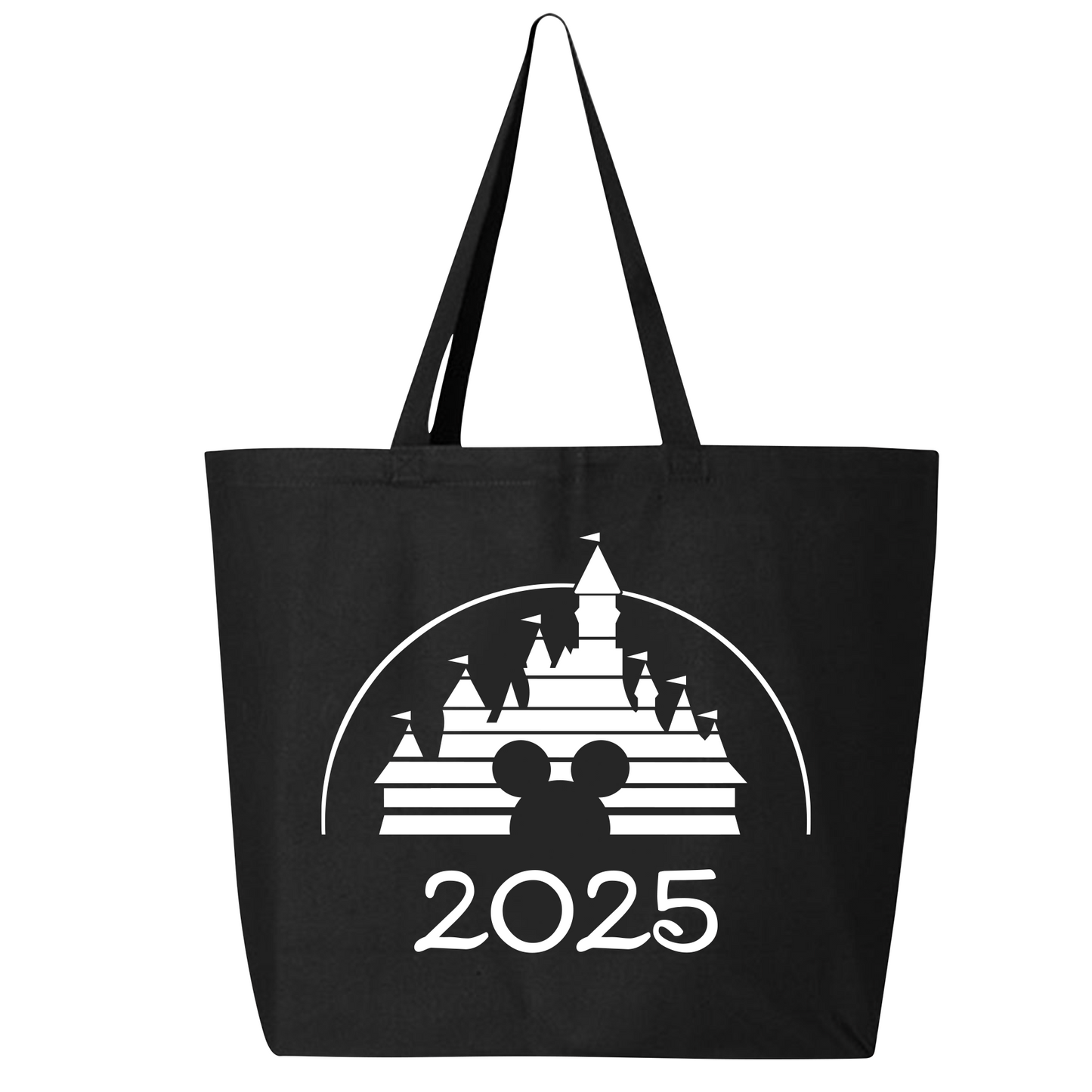 Disney 2025 Zippered Tote Bag – Disney Castle Canvas Bag for Women, Aesthetic Market & Travel Tote