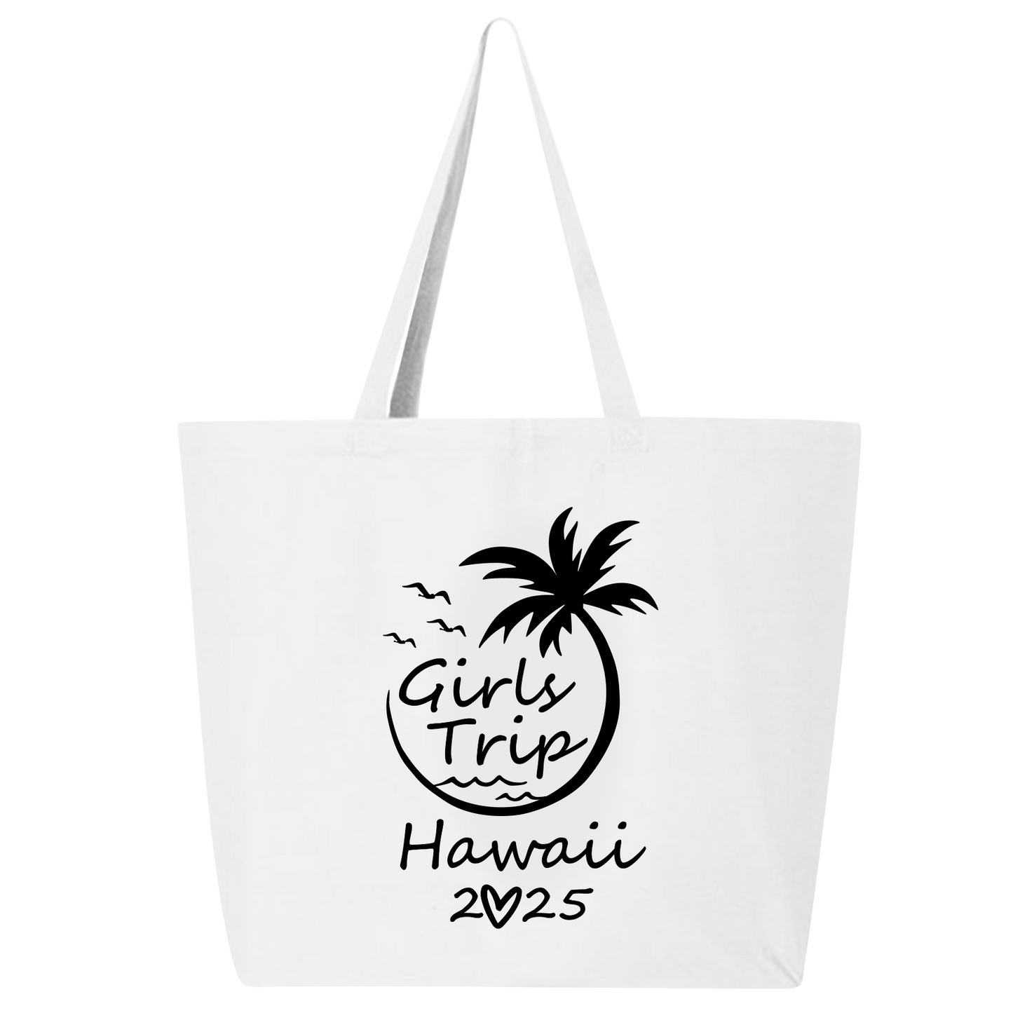 Custom Girls Trip 2025 Zippered Tote Bag – Hawaii Vacation Bag, Beach Party Bag, Girls Weekend Travel Tote