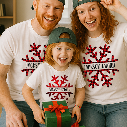 Custom Christmas Snowflake Shirts | Matching Family Holiday Tees