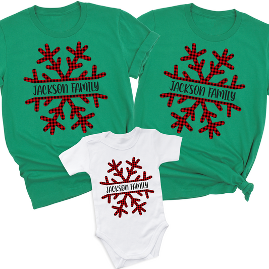 Custom Christmas Snowflake Shirts | Matching Family Holiday Tees