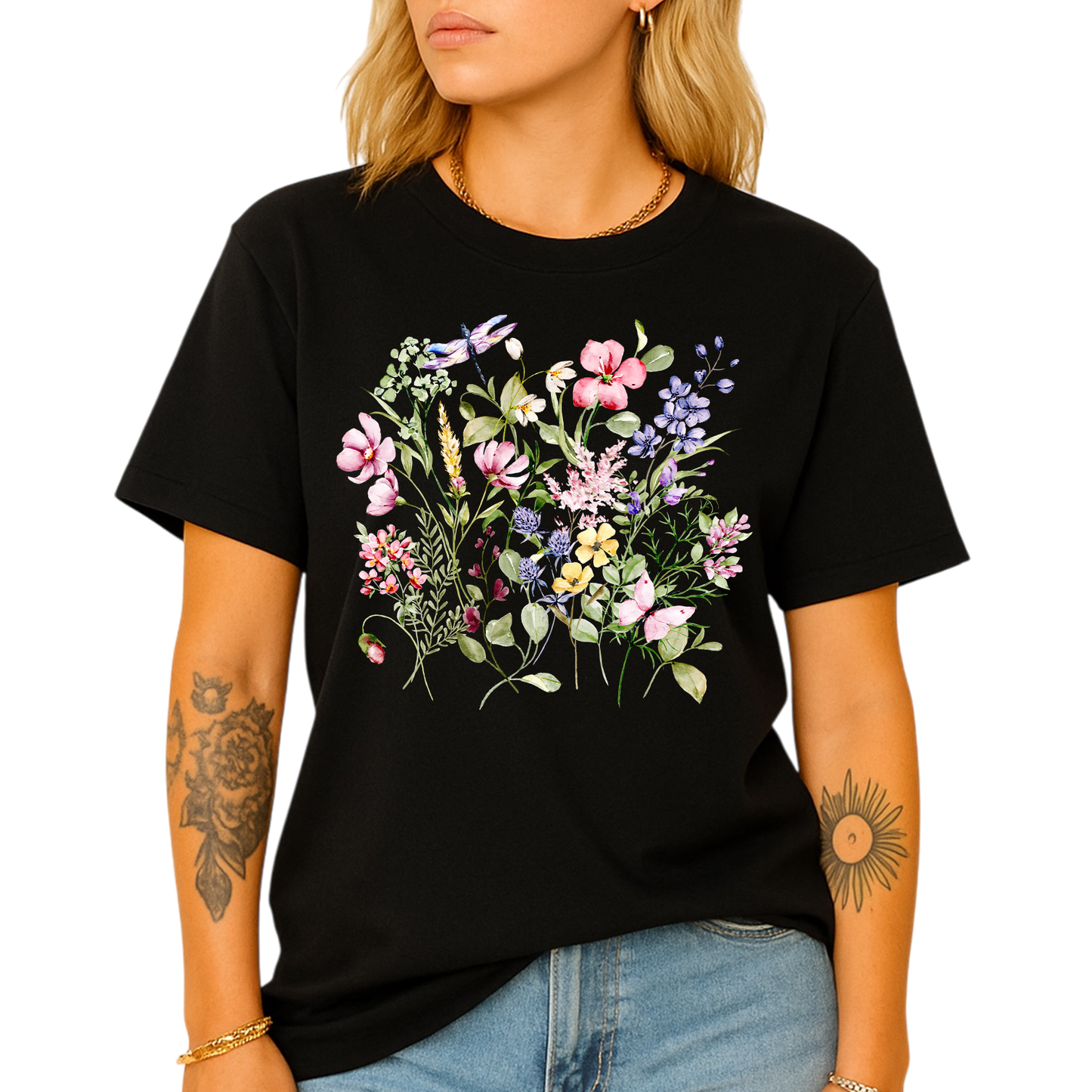 Wildflower Shirt โ Vintage Floral Boho Tee for Women