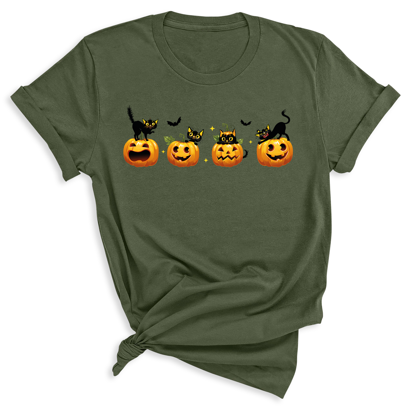 Halloween Pumpkin Cat Shirt โ Cute Fall Shirt, Pumpkin Face Tee, Spooky Season Shirt for Halloween Party & Autumn Outfits