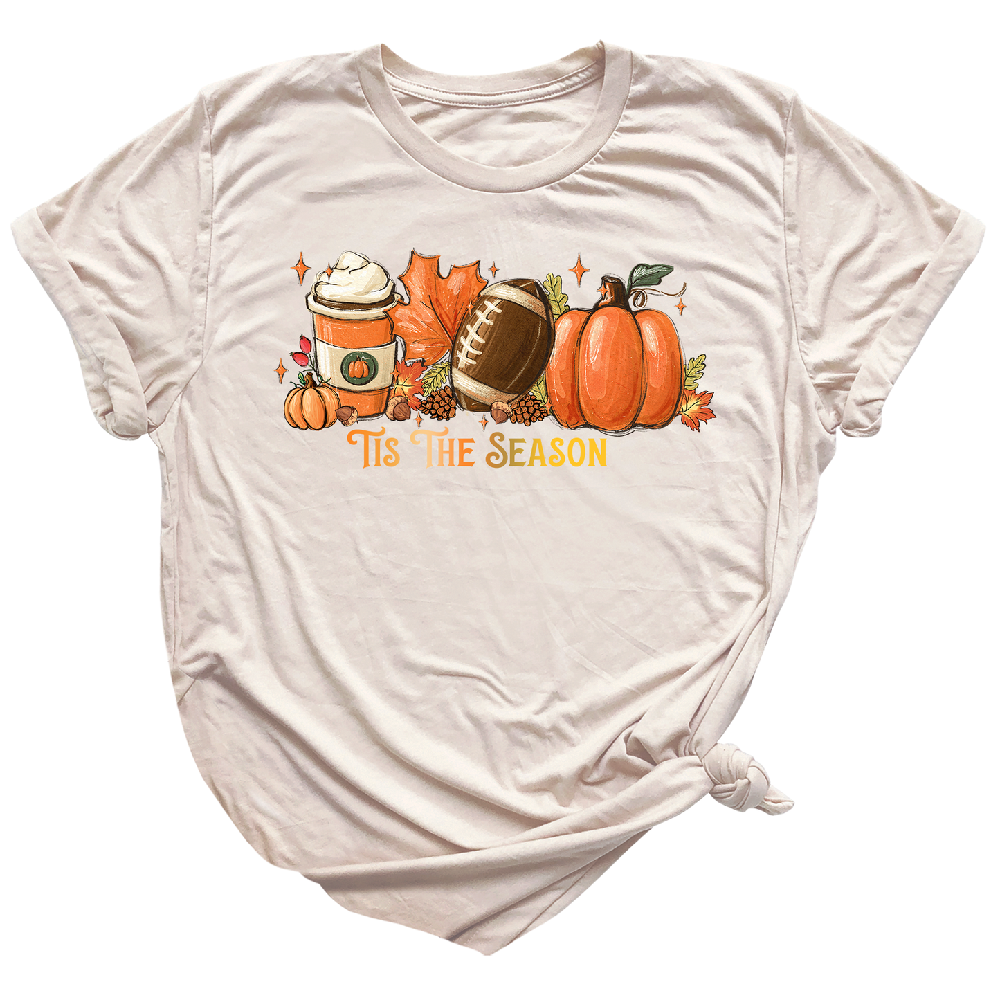 Tis The Season Fall Football Shirt – Pumpkin Coffee Autumn Vibes Tee