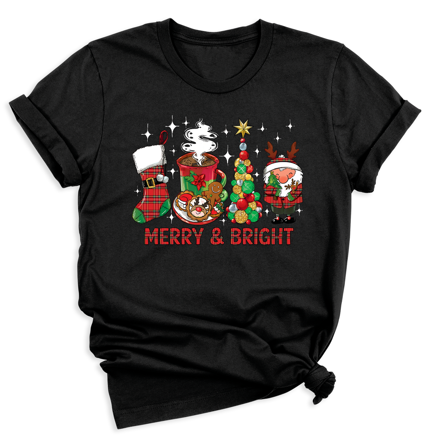 Merry and Bright Christmas Shirt – Women’s Holiday Tree Tee