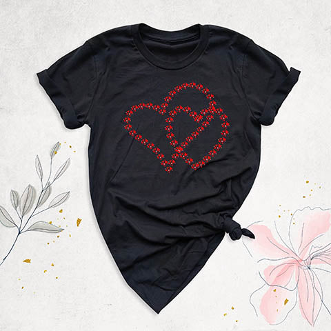 trendy double heart shirt