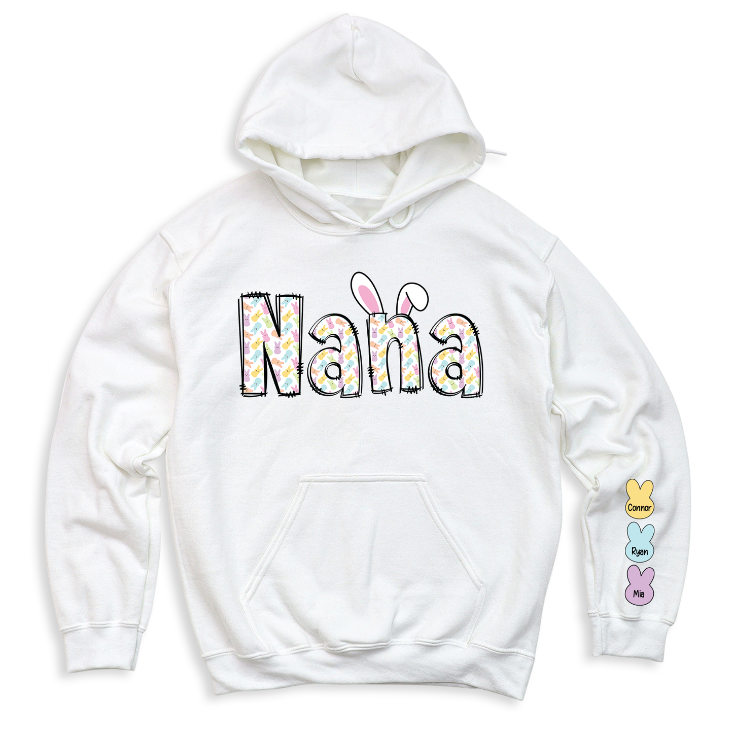 Custom Rabbit Nana Sweatshirt with Kid's Name on Sleeve