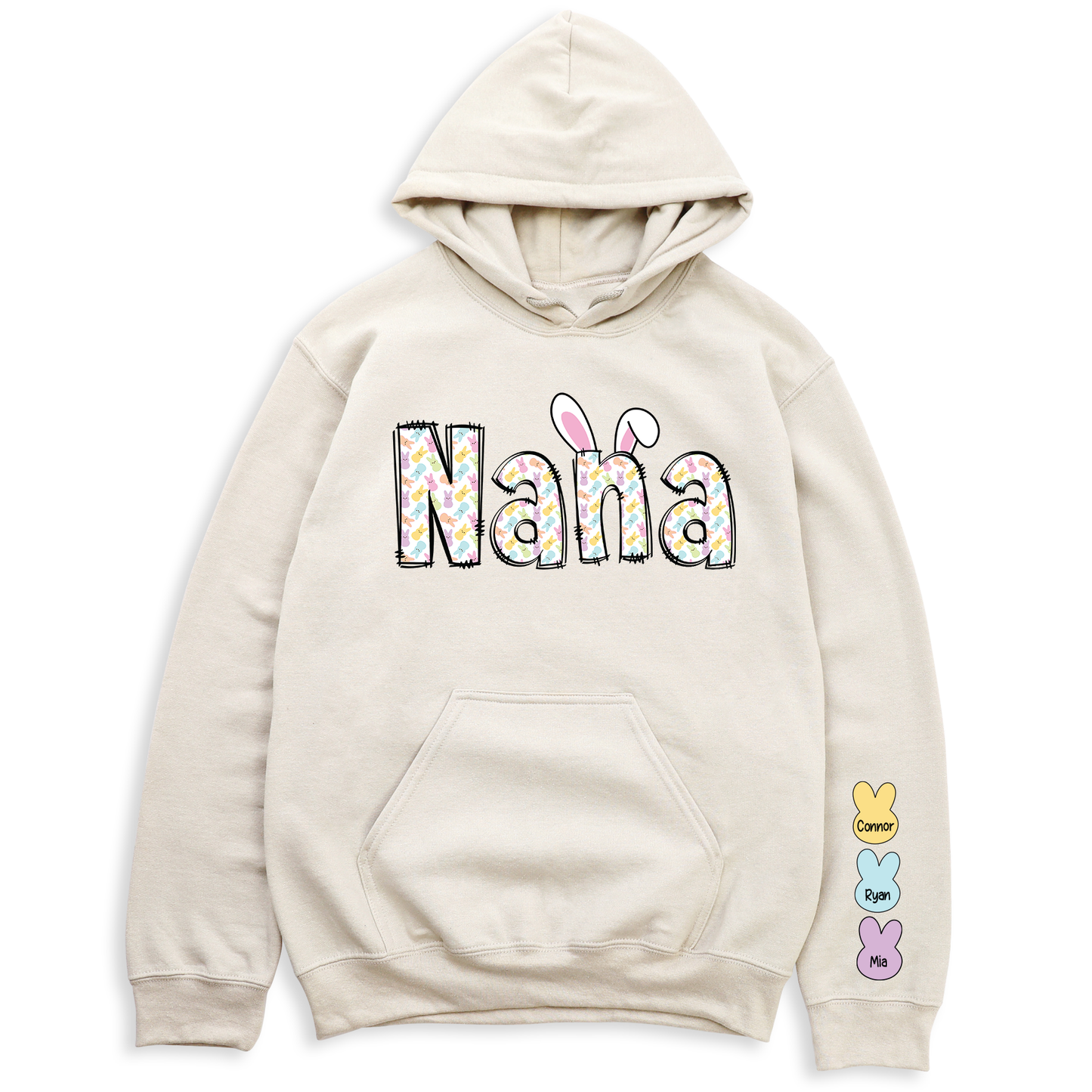Custom Rabbit Nana Sweatshirt with Kid's Name on Sleeve