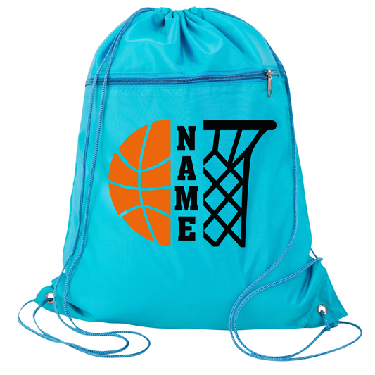 Custom Basketball Cinch Bag with Name – Personalized Sports Drawstring Backpack
