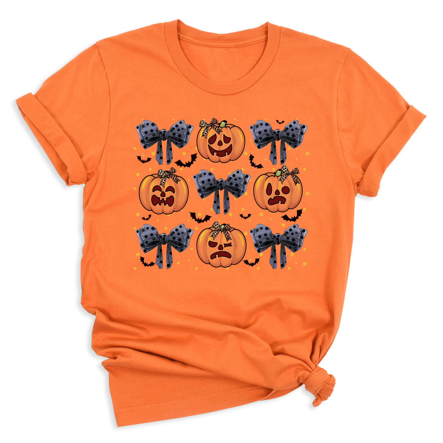 Funny Halloween Pumpkin Face Shirt – Coquette Bow Spooky Season Tee