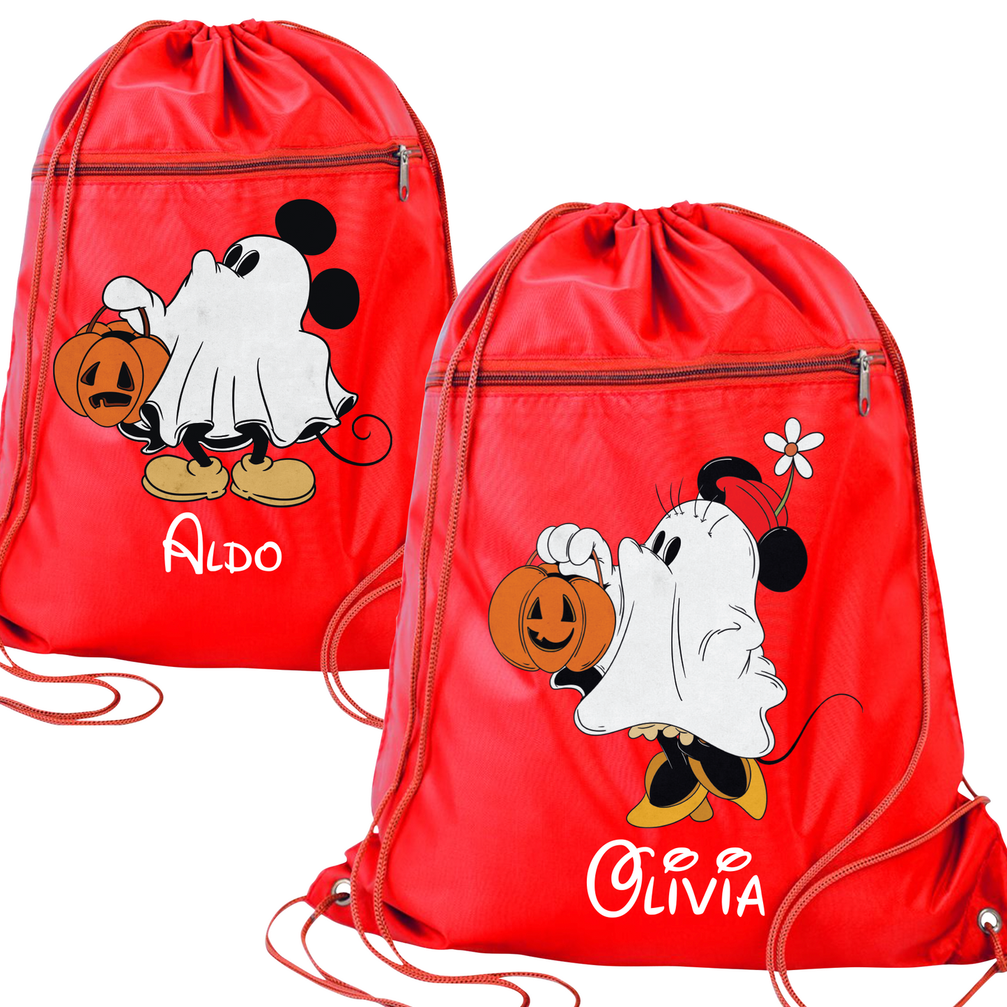 Custom Disney Halloween Drawstring Bag – Kids Mickey & Minnie Trick-or-Treat Cinch Backpack