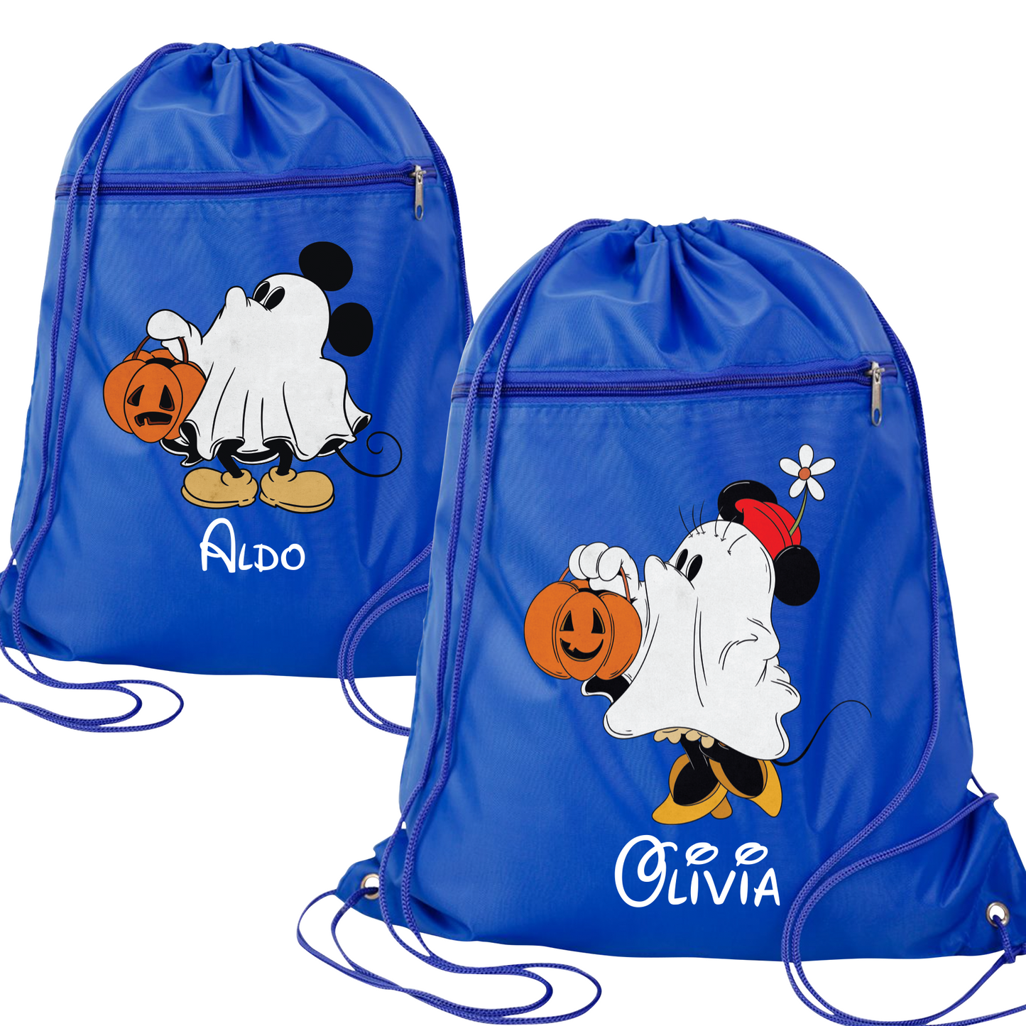 Custom Disney Halloween Drawstring Bag – Kids Mickey & Minnie Trick-or-Treat Cinch Backpack