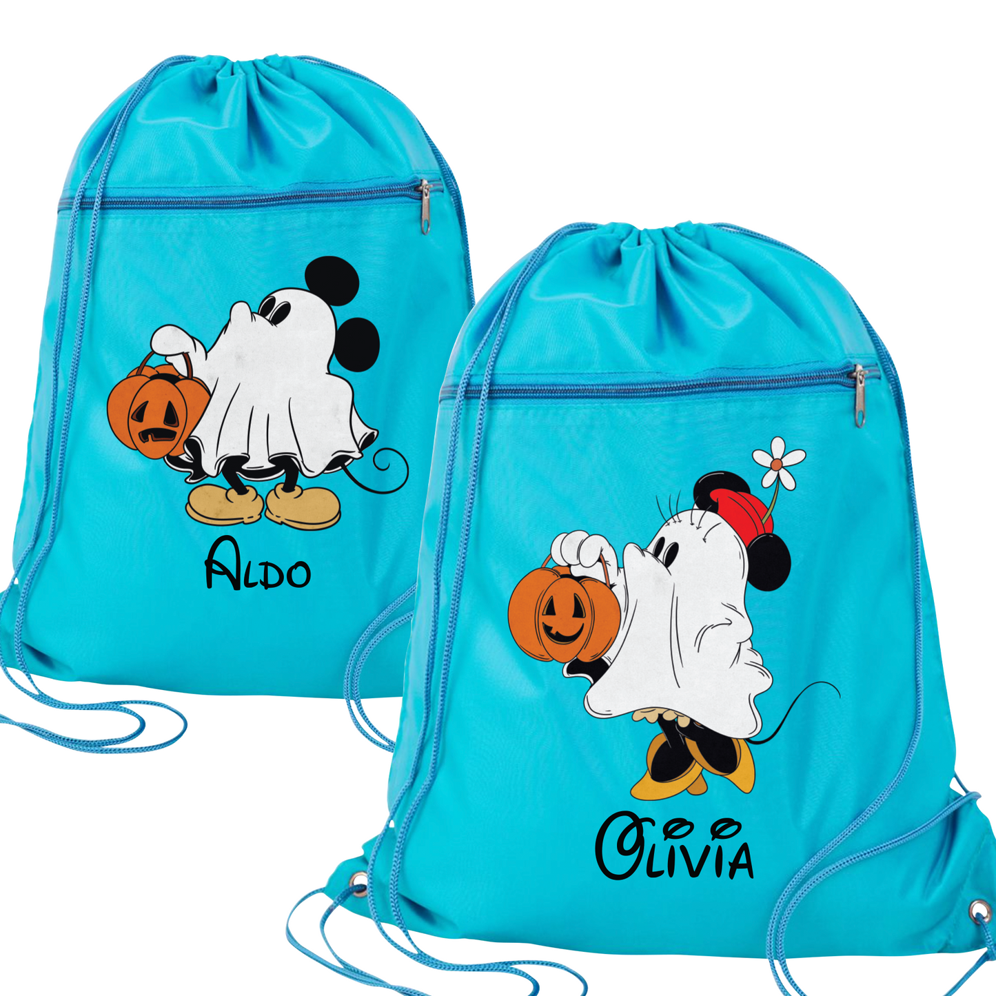 Custom Disney Halloween Drawstring Bag – Kids Mickey & Minnie Trick-or-Treat Cinch Backpack