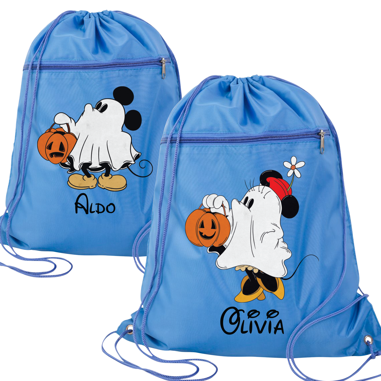 Custom Disney Halloween Drawstring Bag – Kids Mickey & Minnie Trick-or-Treat Cinch Backpack