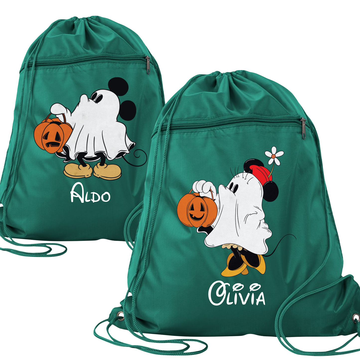 Custom Disney Halloween Drawstring Bag – Kids Mickey & Minnie Trick-or-Treat Cinch Backpack