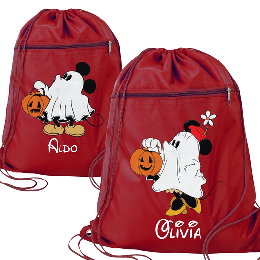Custom Disney Halloween Drawstring Bag – Kids Mickey & Minnie Trick-or-Treat Cinch Backpack