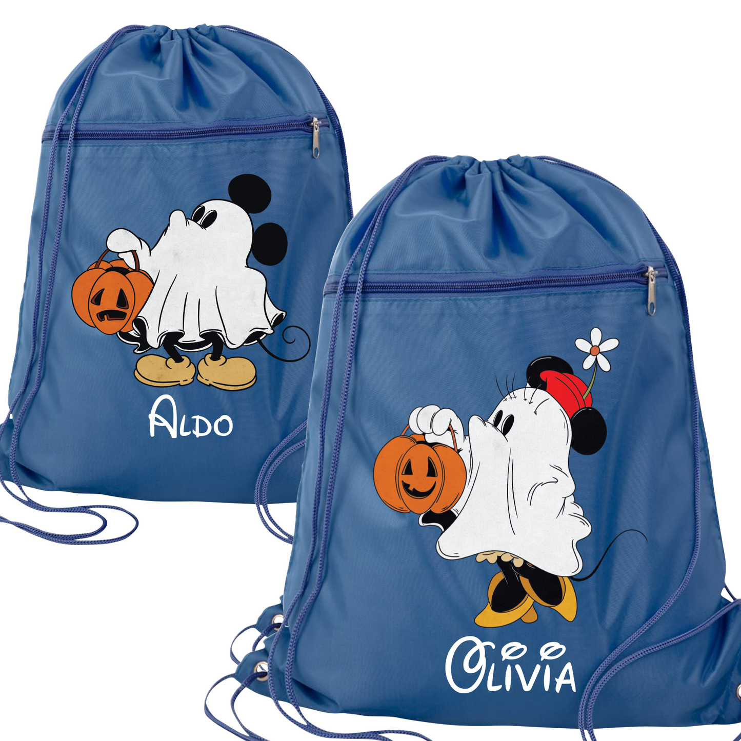 Custom Disney Halloween Drawstring Bag – Kids Mickey & Minnie Trick-or-Treat Cinch Backpack