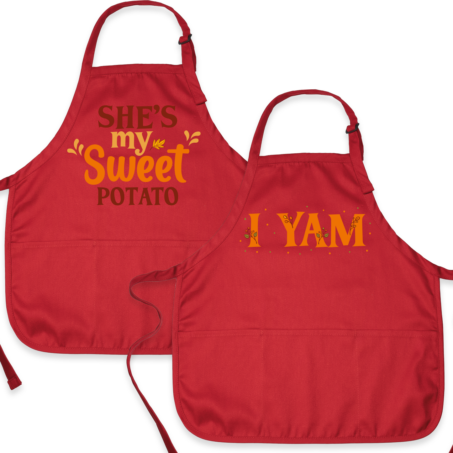 Halloween Couple Aprons – She’s My Sweet Potato & I Yam | Funny Thanksgiving His & Her Matching Aprons for Fall Baking or Gifts