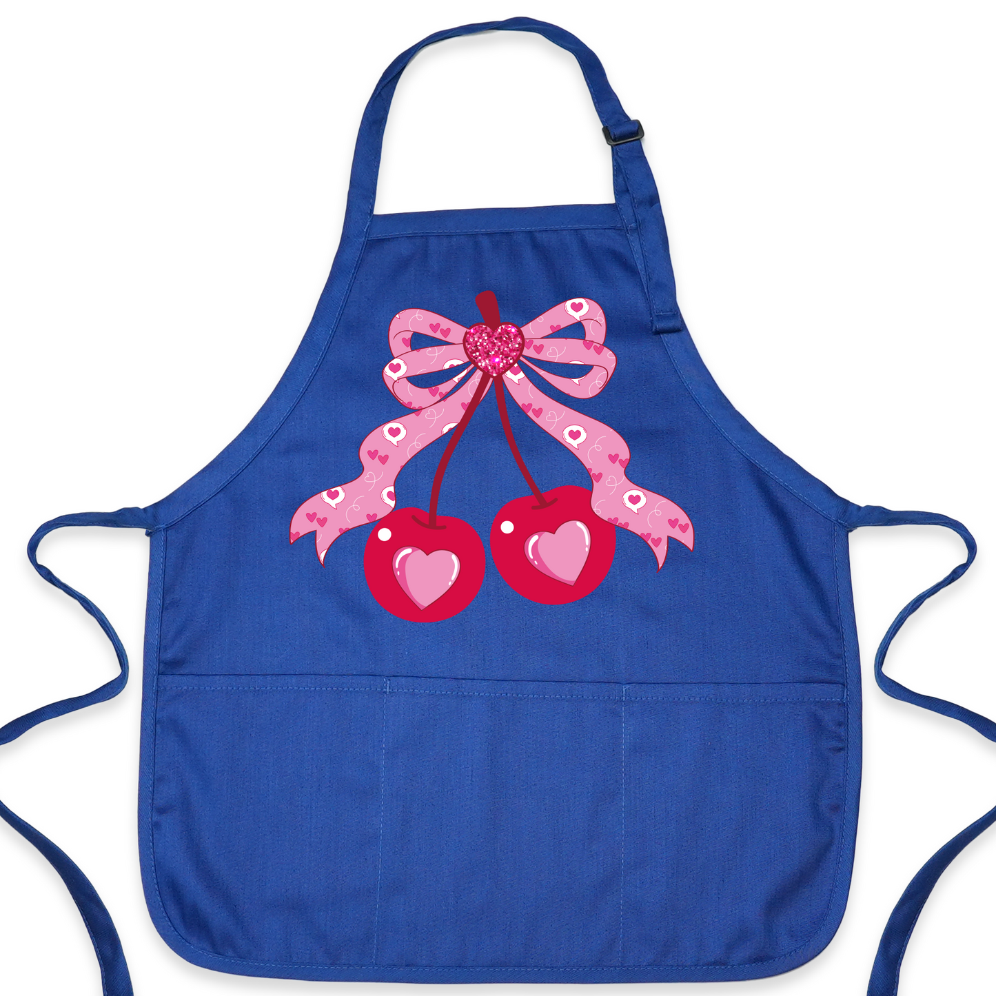 Coquette Pink Bow Cherry Apron – Cute Baking & Cooking Apron for Women, Valentine & Mother’s Day Gift