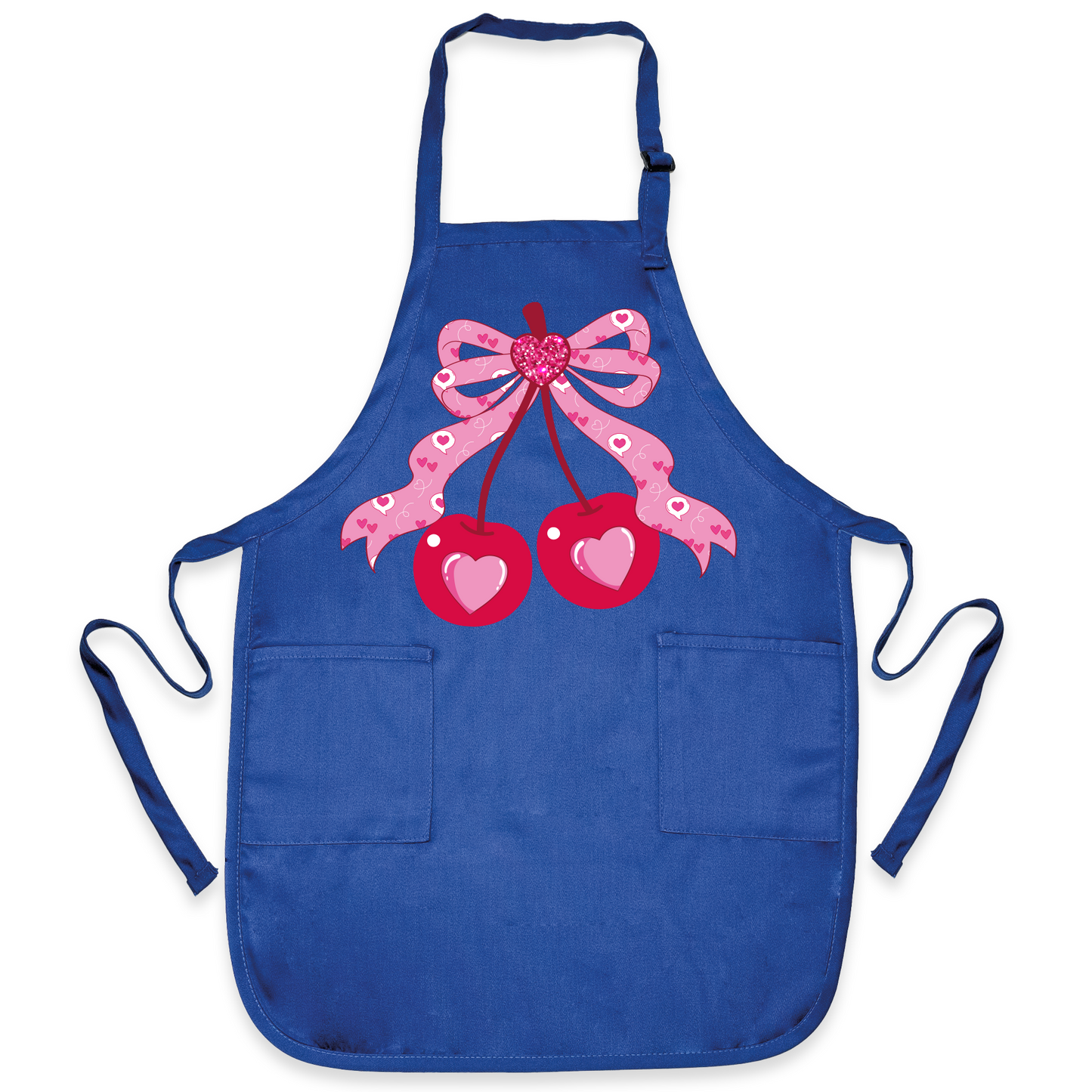 Coquette Pink Bow Cherry Apron – Cute Baking & Cooking Apron for Women, Valentine & Mother’s Day Gift