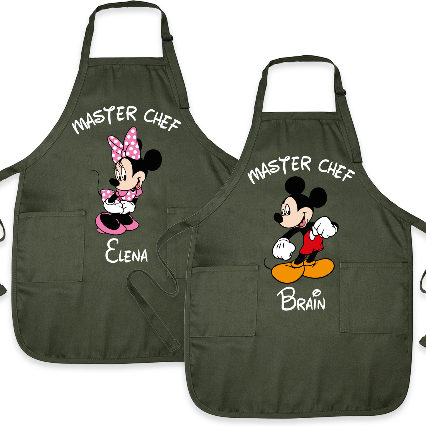 Custom Disney Family Apron – Mickey & Minnie “Master Chef” Matching Christmas Aprons