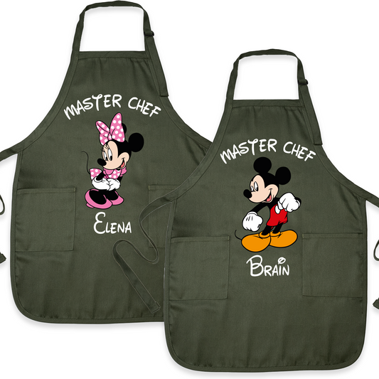 Custom Disney Family Apron – Mickey & Minnie “Master Chef” Matching Christmas Aprons