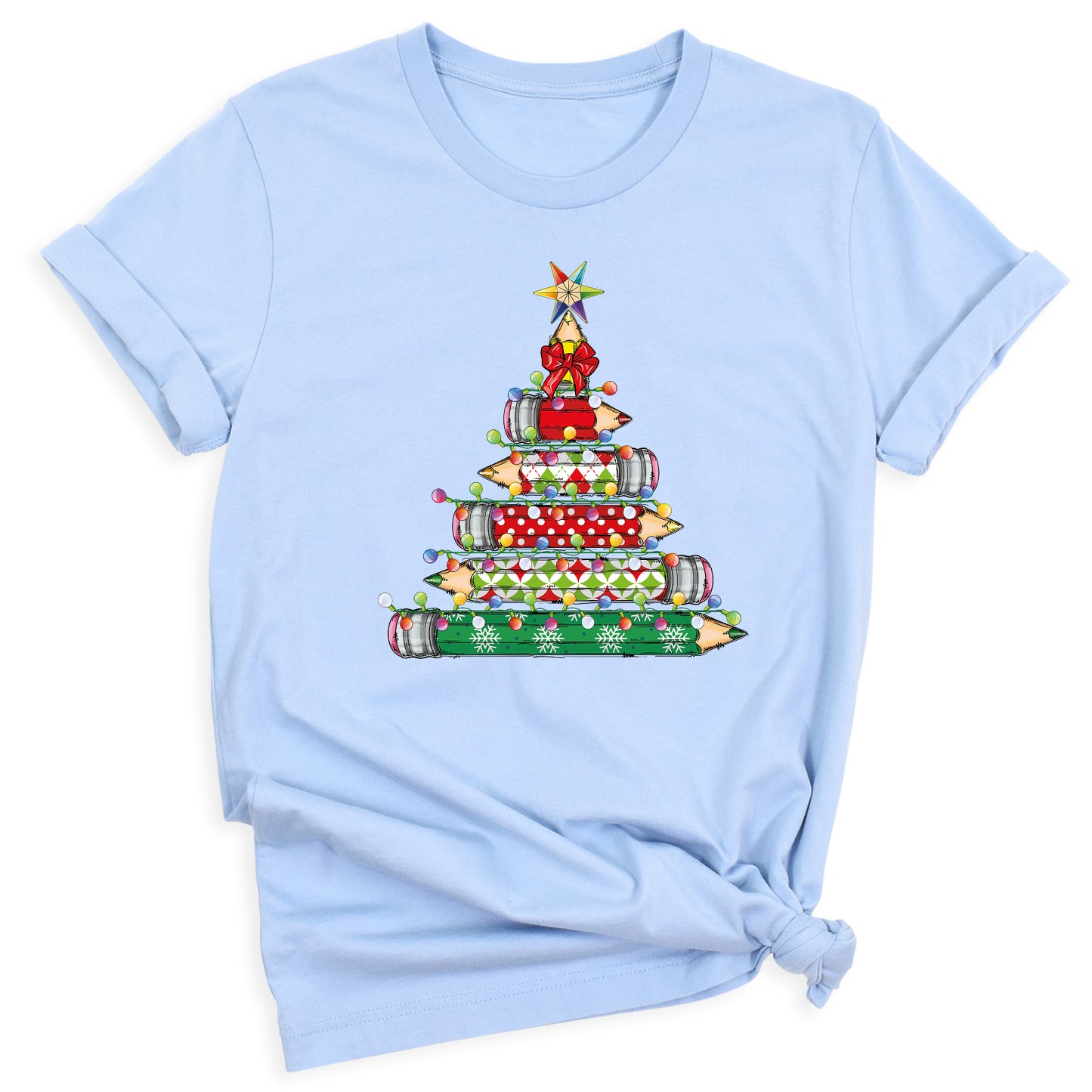 Christmas Pencil Tree Shirt – Teacher Holiday Tee, Cute School Xmas Top for Women & Students