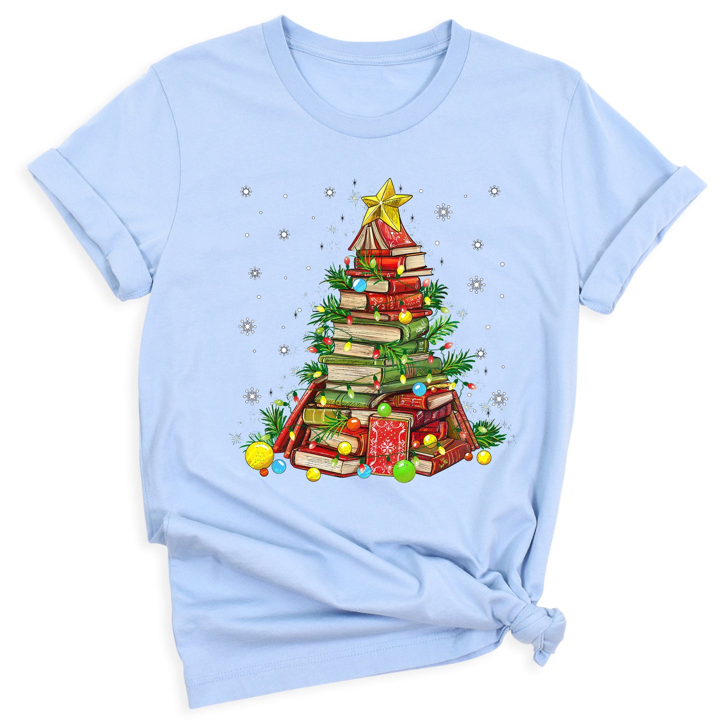 Christmas Books Tree Shirt – Book Lover Holiday Tee, Reading Xmas Top for Teachers, Students & Librarians