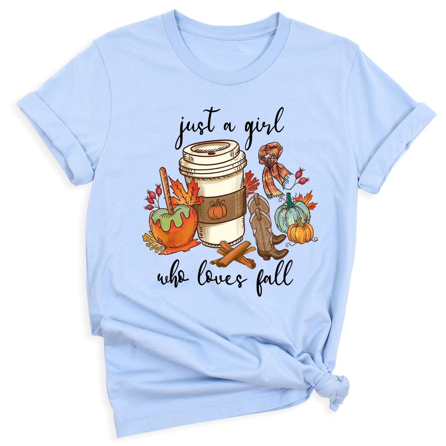 Just a Girl Who Loves Fall Shirt β Cute Pumpkin Autumn Vibes Tee