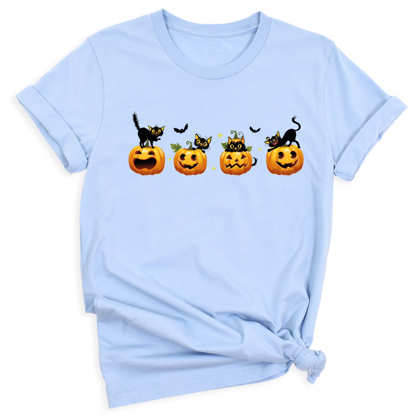 Halloween Pumpkin Cat Shirt โ Cute Fall Shirt, Pumpkin Face Tee, Spooky Season Shirt for Halloween Party & Autumn Outfits