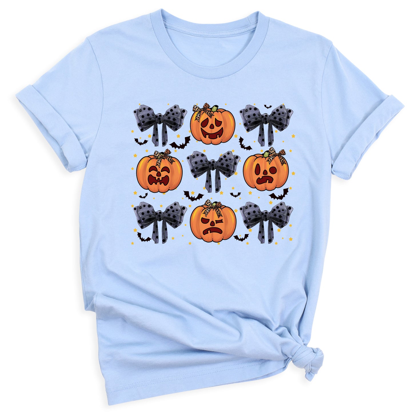 Funny Halloween Pumpkin Face Shirt – Coquette Bow Spooky Season Tee