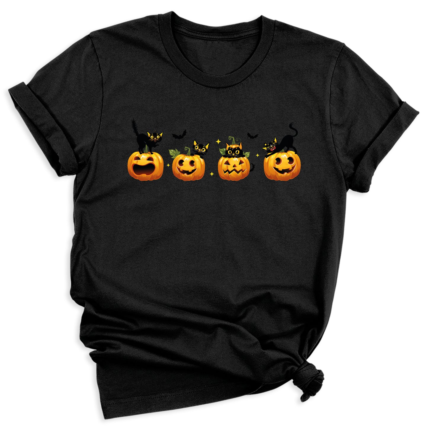 Halloween Pumpkin Cat Shirt โ Cute Fall Shirt, Pumpkin Face Tee, Spooky Season Shirt for Halloween Party & Autumn Outfits