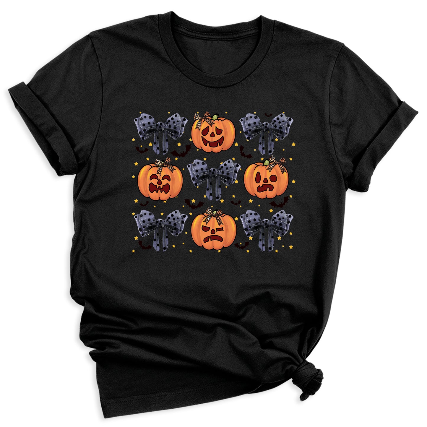 Funny Halloween Pumpkin Face Shirt – Coquette Bow Spooky Season Tee