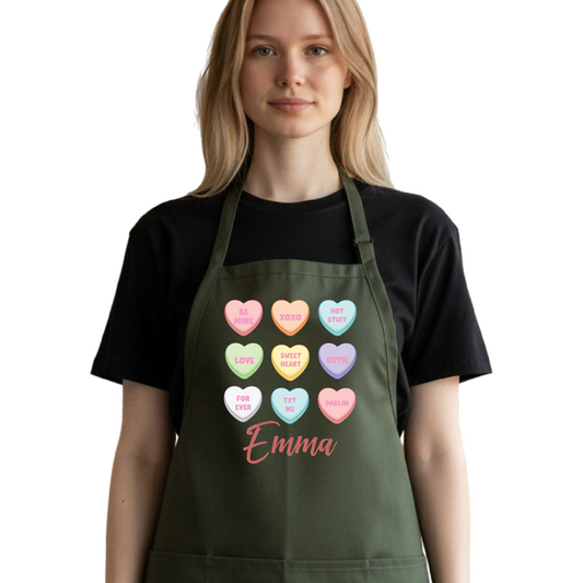 Personalized Valentine Apron – Custom Conversation Hearts Apron