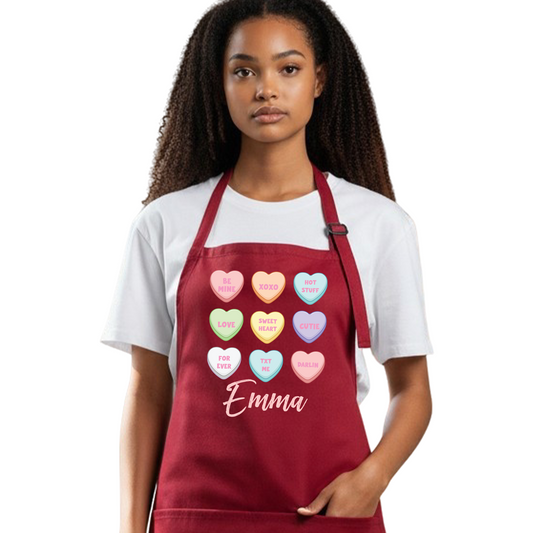 Personalized Valentine Apron – Custom Conversation Hearts Apron