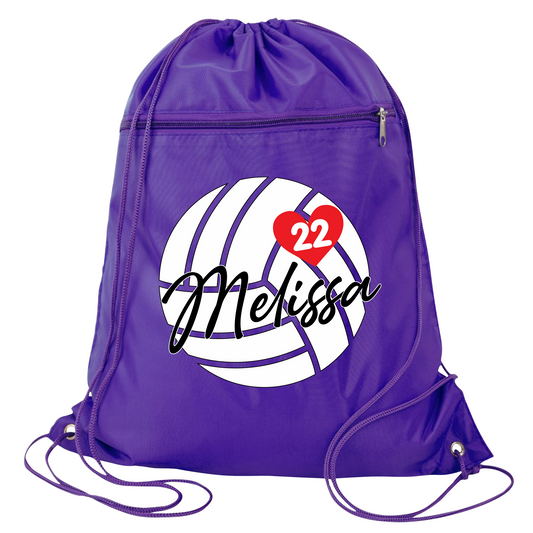 Personalized Volleyball Drawstring Bag – Custom Name Sport Bag for Girls, Volleyball Team Cinch Pack, Volleyball Player Gift Bag