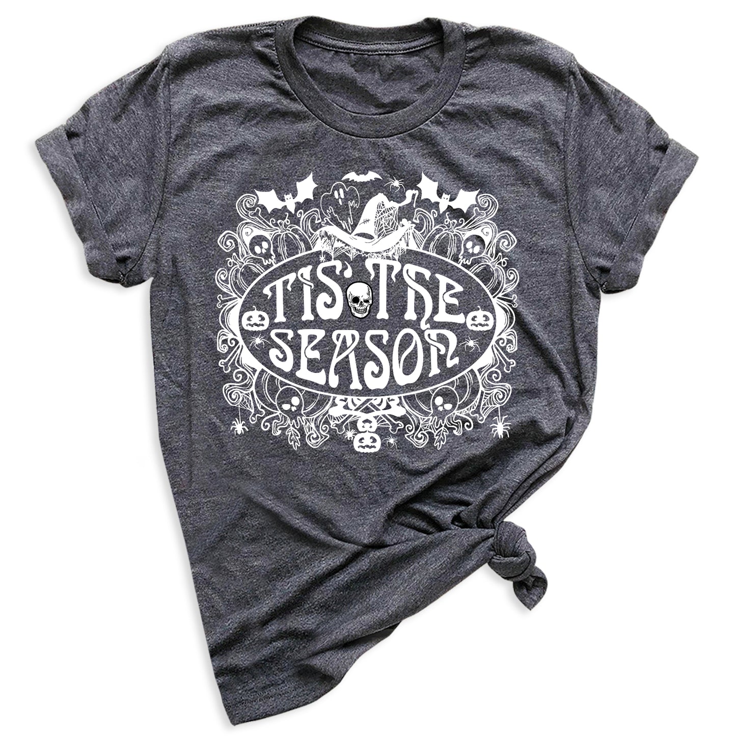 Tis the Season Halloween Shirt – Skull & Ghost Tee | Spooky Season Party Shirt
