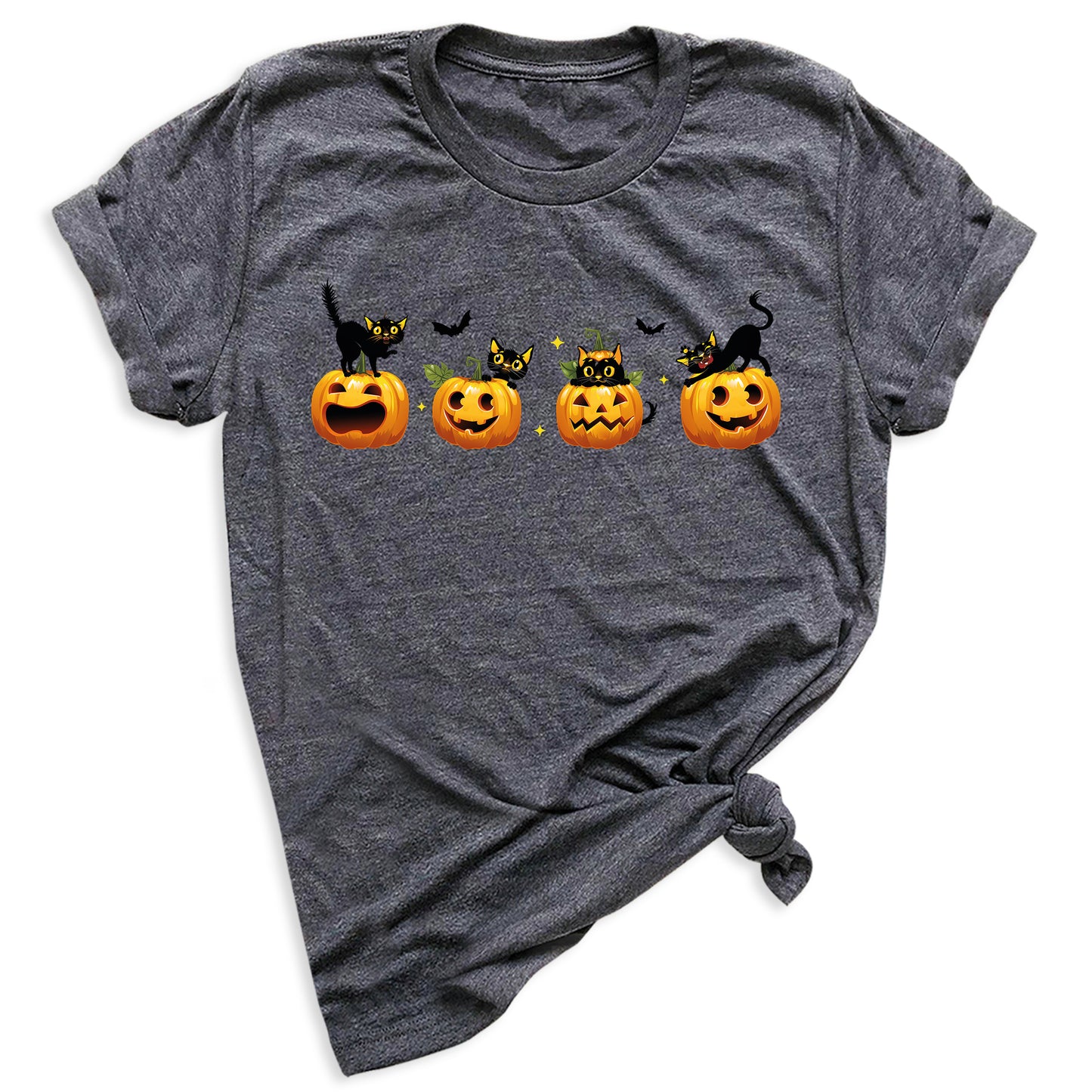 Halloween Pumpkin Cat Shirt โ Cute Fall Shirt, Pumpkin Face Tee, Spooky Season Shirt for Halloween Party & Autumn Outfits