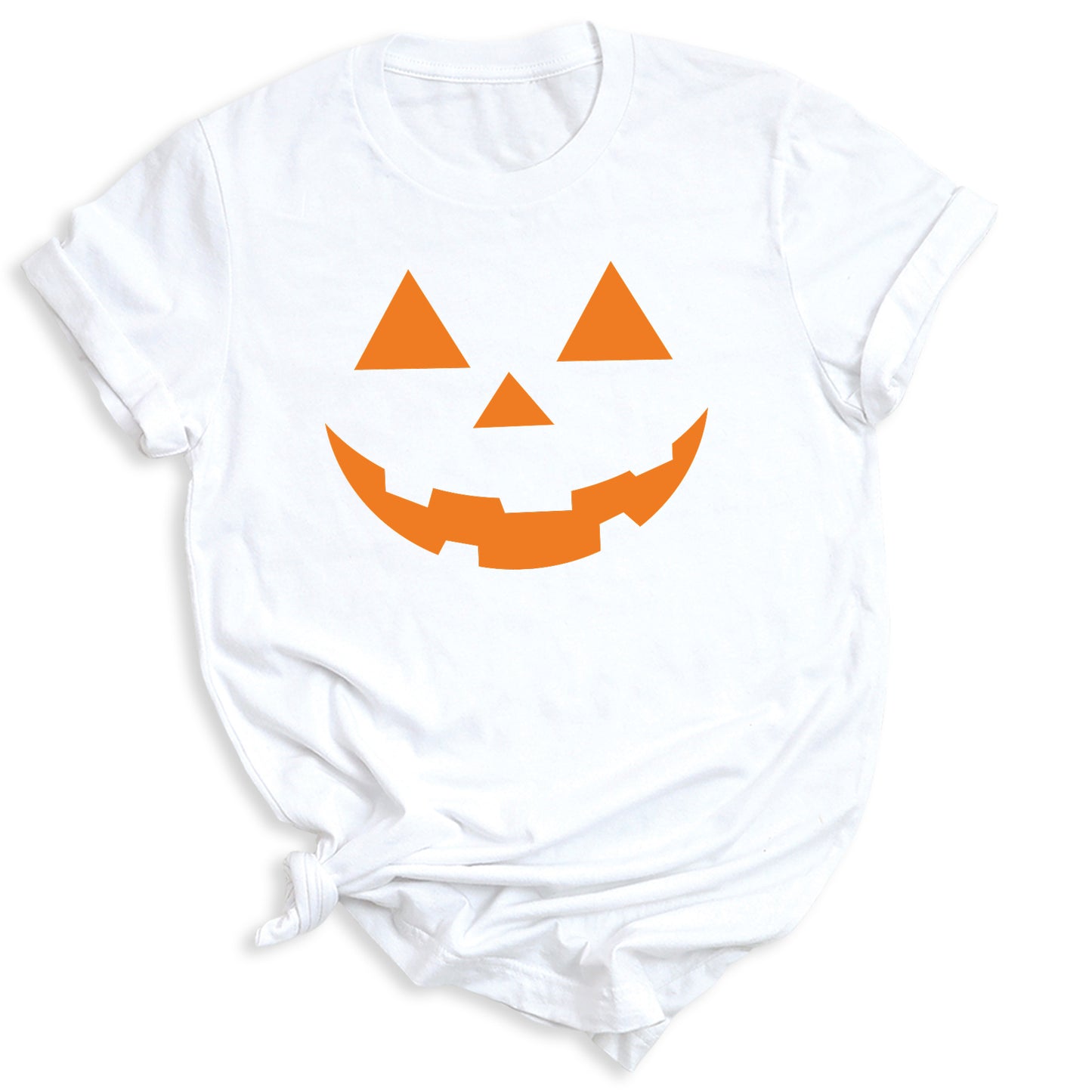 Pumpkin Face Halloween T-Shirt | Cute Orange Jack O’Lantern Tee for Women & Couples