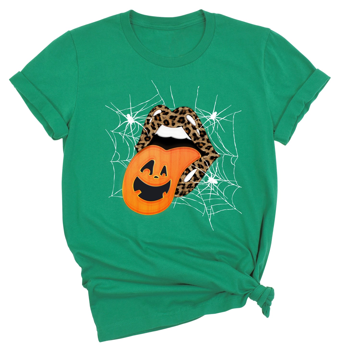 Leopard Lips & Pumpkin Tongue Halloween Graphic Tee β Witches & Halloweentown Shirt