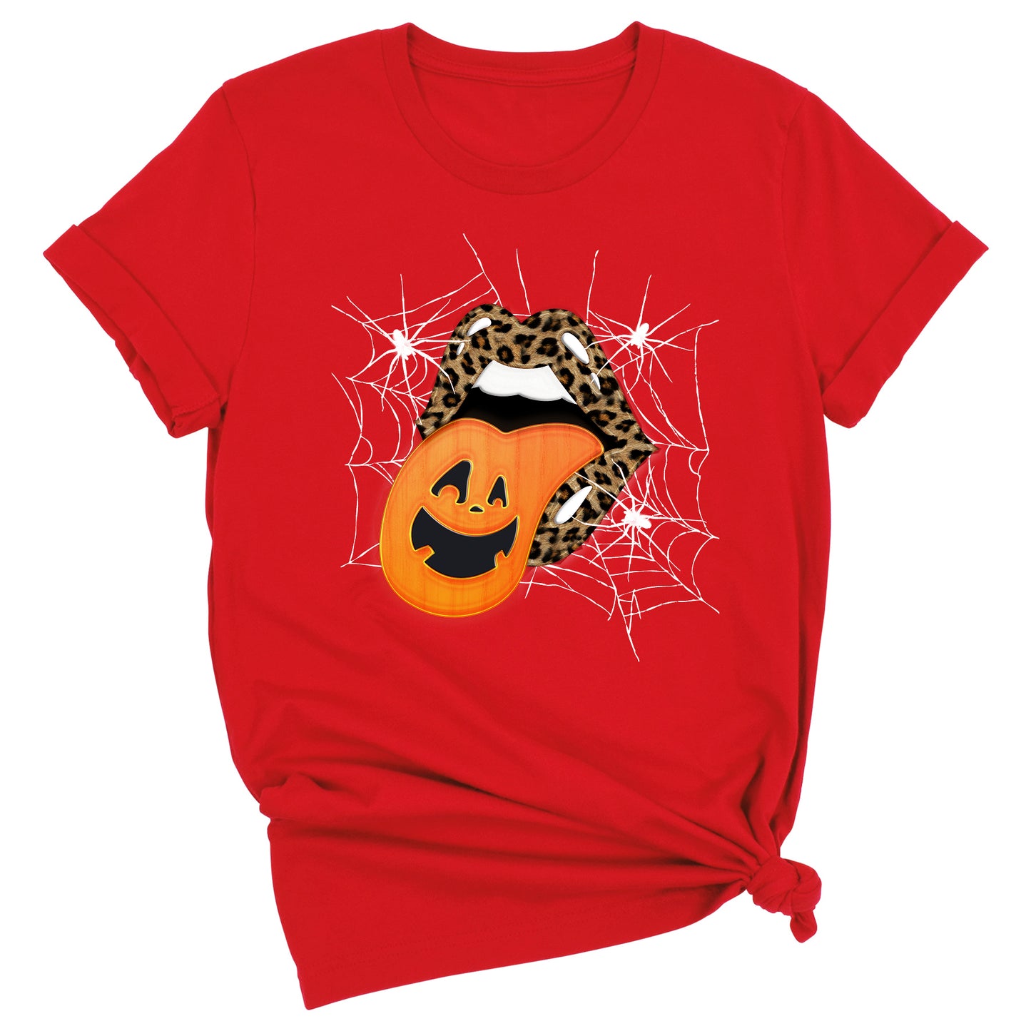 Leopard Lips & Pumpkin Tongue Halloween Graphic Tee β Witches & Halloweentown Shirt