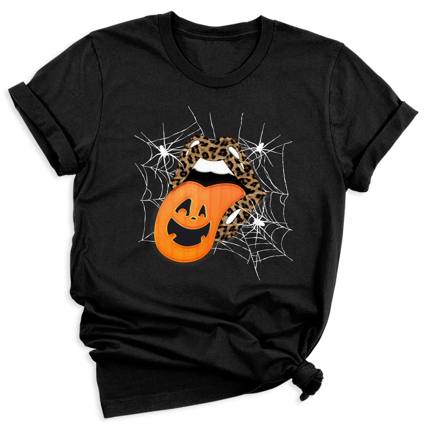 Leopard Lips & Pumpkin Tongue Halloween Graphic Tee β Witches & Halloweentown Shirt